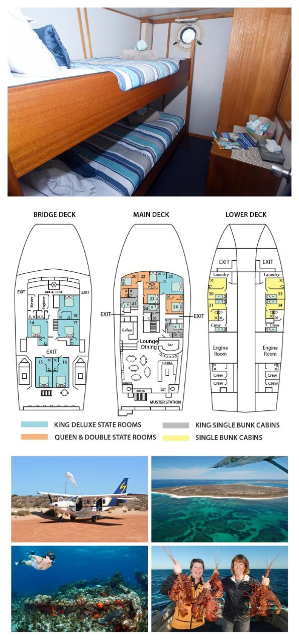 Single Bunk Cabin On The Lower Deck - Solo Use - Abrolhos Islands 5 Day Tour - Fly Out & Fly Back