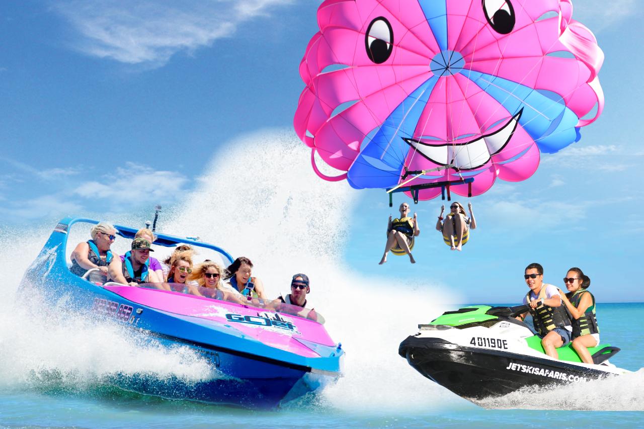 Tandem Parasail + Jet Boat + 1 Hour Jetski Safari - For 2